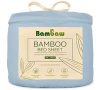 Bambaw Sabana Bajera Bambu 160x200 cm Cama 160, Bolsillo de 35 cm, Sabanas Antialergicas y Anti Ácaros, Sábanas 160x200 de Bambu Hipoalergenico, Ropa de Cama Sostenible (Azul Claro)