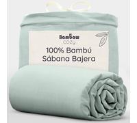 Bambaw Sabana Bajera Bambu 90x200 cm Cama 90 cm, Bolsillo 35 cm, Sabana Bajera Refrescante Verano e Invierno, Ropa de Cama Antiacaros, Sabanas de Bambu Hipoalergenico Refrigerante (Verde Agua)