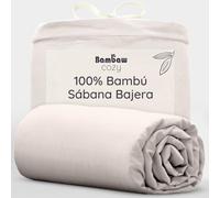 Bambaw Sabana Bajera Bambu Cama 150 cm, Bolsillo de 35cm, Sabanas de Bambu 150x200 cm, Sabanas Verano Suaves Antiacaros, Sábana Bajera Hipoalergenico y Sostenible, Certificado Oeko-Tex (Arena)