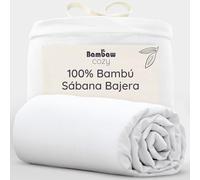 Bambaw Sábana Bajera de Bambu 140x200 cm, Bolsillo de 35 cm, Sabanas Antiacaros para Cama 140, Ropa de Cama Hipoalergenico, Sabana Bajera Bambu Térmica y Sostenible (Blanco)