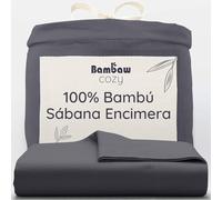 Bambaw Sabana Bambu Cama 90/105, 180x290 cm, Sabana Encimera Antiacaros, Sábanas Hipoalergénicas y Elegantes, Ropa de Cama de Bambú Refrescante y Termorreguladora (Antracita)