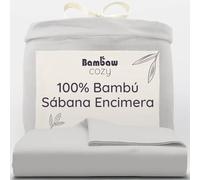 Bambaw Sabana Encimera 90 de Bambú, Cama 90/105, 180x290 cm, Sábanas Antiácaros Bambu, Sabanas Frias para el Verano y el Invierno, Ropa de Cama Hipoalergénica y Duradera (Gris)