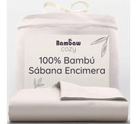 Bambaw Sabana Encimera Bambú Cama 90/105, 180x290 cm, Sábanas Térmicas 90/105 cm, Ropa de Cama de Bambu Hipoalergénica, Sabanas Antisudor y Refrescantes para Todo el Año (Arena)