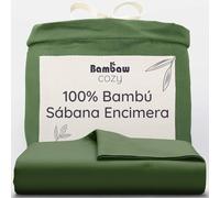 Bambaw Sabana Encimera Cama 150 Bambú y 160 cm, 240x290 cm, Sábanas Bambú Hipoalergénicas y Duraderas, Ropa de Cama de Verano y de Invierno, Sabanas Termorreguladora Refrescante (Oliva)