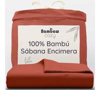Bambaw Sabanas Bambu Cama 90/105, 180x290 cm, Sabana Encimera Antiacaros, Hipoalergénica, Refrescante y Suave, Sábanas Frescas para Verano, Ropa de Cama de Bambu (Terracota)