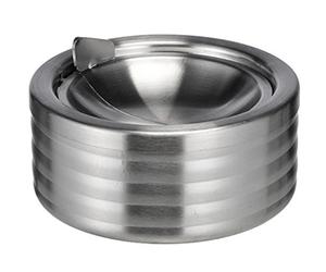 Bambelaa! Cenicero Exterior Con Tapa Antiolores de Acero Inoxidable - Cenicero de Viento Con Tapa Extraíble En Plata