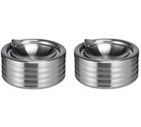 Bambelaa. Cenicero tormenta de acero inoxidable con aspecto elegante, acero inoxidable, plata, juego de 2