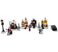 Bambelaa! Ciudad de Navidad 10 piezas pueblo de invierno, pueblo navideño, escena de Navidad, LED, iluminado, blanco cálido, interior