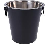 Bambelaa! Enfriador de champán, acero inoxidable, grande, brillante, con asas de anillo, cubo de vino, enfriador de champán, enfriador de botellas, color negro (diámetro aprox. 22 cm)