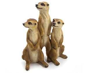 Bambelaa! Set de 3 figuras de familia de suricatos para jardín, decoración para exteriores (aprox. 15,5 x 7,5 x 20,5 cm)