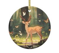 Bambi - Colgante de cerámica de 7,4 cm, adorno de Navidad impreso, adecuado para decorar alféizares de ventanas, chimeneas y dormitorios