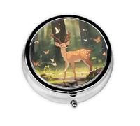 Bambi Este pastillero de viaje pequeño, redondo y de tres compartimentos es perfecto para almacenar medicamentos diarios, vitaminas y sobre la marcha.