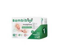 Bambiboo - Pañales Desechables para Bebés - Con Fibra de Bambú Suave y Ombligo Recortado - Pañales Desechables para Bebés - Respetuosos con la Piel - Talla 1