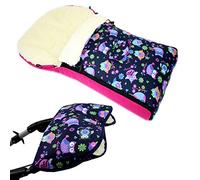 Bambini Mundo nevera Oferta Muff + Saco de invierno 108 cm - de lana de cordero para cochecito, Buggy, rueda colgante, trineo - Búho Eule $7