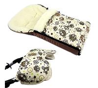 Bambini Mundo nevera Oferta Muff + Saco de invierno 108 cm - de lana de cordero para cochecito, Buggy, rueda colgante, trineo - Búho Eule $5