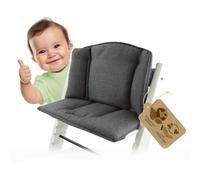 BambiniWelt Cojín de asiento para trona Stokke Tripp Trapp, en 14 colores, jaspeado, asiento de 2 piezas, funda, cojín de repuesto gris oscuro