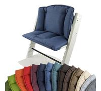 BambiniWelt Cojín de asiento para trona Stokke Tripp Trapp, en 14 colores, jaspeado, asiento de 2 piezas, funda, cojín de repuesto azul azul