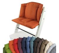 BambiniWelt Cojín de asiento para trona Stokke Tripp Trapp, en 14 colores, jaspeado, asiento de 2 piezas, funda, cojín de repuesto naranja naranja