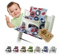 BambiniWelt - Cojín de asiento para trona Stokke Tripp Trapp, en 20 colores, asiento de 2 piezas, funda de repuesto Marine Elefanten