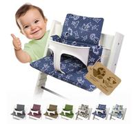 BambiniWelt - Cojín de asiento para trona Stokke Tripp Trapp, en 20 colores, asiento de 2 piezas, funda de repuesto Marine W. Figuren