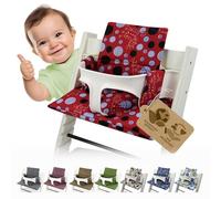 BambiniWelt Funda de repuesto, cojín de asiento, juego de almohada, reductor de asiento, compatible con Stokke Tripp Trapp, diseño de silla alta (gatos rojo-azul)