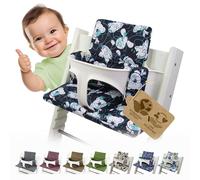 BAMBINIWELT Funda de repuesto para cojín de asiento reductor de asiento compatible con STOKKE Tripp Trapp para silla alta de diseño (oso azul)