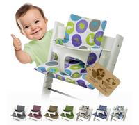 BAMBINIWELT Funda de repuesto para cojín de asiento reductor de asiento compatible con STOKKE Tripp Trapp para silla alta diseño de elefantes verdes