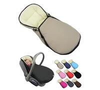 BambiniWelt Saco de invierno para capazo - Compatible con Maxi Cosi Grupo 0+ - de lana de cordero ajustable y lavable - Saco para silla de coche con arnés de 3 puntos - Color beige