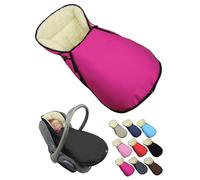 BambiniWelt Saco de invierno para capazo - Compatible con Maxi Cosi Grupo 0+ - de lana de cordero ajustable y lavable - Saco para asiento de coche con arnés de 3 puntos - Color rosa