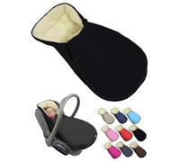 BambiniWelt Saco de invierno para capazo - Compatible con Maxi Cosi Grupo 0+ - de lana de cordero ajustable y lavable - Saco para asiento de coche con arnés de 3 puntos - Color negro