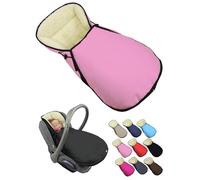 BambiniWelt Saco de invierno para capazo - Compatible con Maxi Cosi Grupo 0+ - de lana de cordero ajustable y lavable - Saco para silla de coche con arnés de 3 puntos - Color rosa