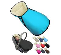 BambiniWelt Saco de invierno para capazo - Compatible con Maxi Cosi Grupo 0+ - de lana de cordero ajustable y lavable - Saco para silla de coche con arnés de 3 puntos - Color turquesa