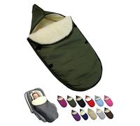 BambiniWelt - Saco de invierno para capazo y asiento de coche infantil, universal, para sistemas de arnés de 3 y 5 puntos, grupo 0+, lana de cordero, lavable, cálido y cómodo para viajar, color verde