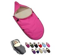 BambiniWelt - Saco de invierno para capazo y asiento de coche infantil, universal, para sistemas de arnés de 3 y 5 puntos, grupo 0+, lana de cordero, lavable, cálido y cómodo para viajar, color rosa