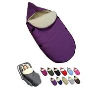 BambiniWelt - Saco de invierno para capazo y asiento de coche infantil, universal, para sistemas de arnés de 3 y 5 puntos, grupo 0+, lana de cordero, lavable, cálido y cómodo para viajar, color morado