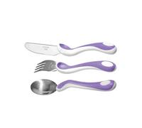 Bambino Eat like a pro! Toddler cutlery set Púrpura, Blanco Polipropileno (PP), Acero inoxidable, Elastómero termoplástico (TPE)