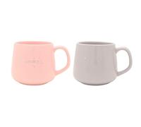 Bambino - Juego de 2 tazas de cerámica para mamá y papá, color rosa suave y gris, tazas de té, café, bebidas calientes, capacidad de 300 ml, regalo para nuevos padres y baby shower
