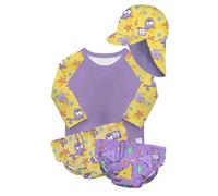 Bambino Mio Conjunto de natación completo reutilizable para bebé y niño pequeño unisex - Juego de natación de 4 piezas con protección solar UPF 40+, Mantarraya Morada, 6-12 meses