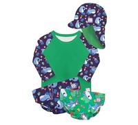 Bambino Mio Conjunto de natación Completo Reutilizable para bebé y niño pequeño Unisex - Juego de natación de 4 Piezas con protección Solar UPF 40+, Ballena Azul, 6-12 Meses
