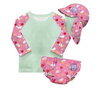 Bambino Mio Conjunto de pañales de natación reutilizables para bebé y niño pequeño unisex (1-2 años) DÍAS FELICES, protección UPF 40+ | pañales de baño, camiseta y gorro de baño