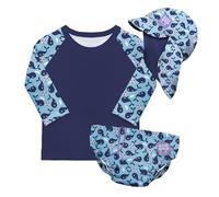 Bambino Mio Conjunto de pañales de natación reutilizables para bebé y niño pequeño unisex (6-12 meses) BALLENA AZUL, protección UPF 40+ | pañales de baño, camiseta y gorro de baño