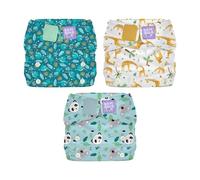 Bambino Mio Paquetes de 3 pañales reutilizables Miosolo Classic (ANIMALES) - pañales de tela «todo en uno», pañales lavables de talla única, resistentes a las fugas y absorbentes
