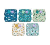 Bambino Mio Paquetes de 5 pañales reutilizables Miosolo Classic (ANIMALES) - pañales de tela «todo en uno», pañales lavables de talla única, resistentes a las fugas y absorbentes