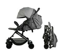 Bambisol Cochecito Bastón Compacto YUKO² | Desde el nacimiento, Plegable 1 mano, Barandilla, Tejido Poliéster Reciclado | Gris Chino Eco