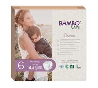Bambo Nature Pañales de bebé ecológicos de alta calidad, tamaño 6 (35+ Lbs), blanco, 144 unidades
