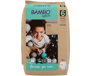 Bambo Nature Pantalones de entrenamiento de alta calidad (talla 6 XXL, 18 kg), 18 unidades, dominadas, pantalones de entrenamiento con etiqueta ecológica, seguros, cómodos, discretos para un día
