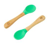 bamboo bamboo ® Cucharas De Destete Para Bebé, Set De 2 | Bambú Con Puntas De Silicona Suave | Mangos Ergonómicos De Fácil Agarre | Libre De BPA (Set De 2, Verde)