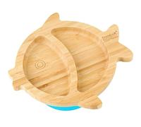 bamboo bamboo Plato Para Bebé Y Niño Pequeño, Plato De Bambú En Forma De Pez Con Succión Segura Para Alimentación Y Destete, Vajilla Antideslizante Para Bebés Desde 6 Meses (Pez, Azul)