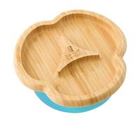 bamboo bamboo Plato Para Bebé Y Niño Pequeño, Plato Dividido De Bambú Con Succión Segura Para Alimentación Y Destete, Vajilla Antideslizante Para Bebés Desde 6 Meses (Dividido, Azul)