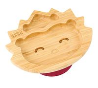 bamboo bamboo Plato Para Bebé Y Niño, Plato De Bambú En Forma De Erizo Con Succión Segura, Vajilla Antideslizante Para Alimentación Y Destete, Para Bebés Desde 6 Meses (Erizo, Cereza)